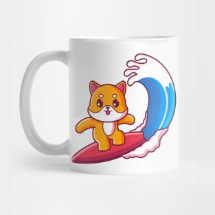 Cute shiba inu surfing summer vacation Mug